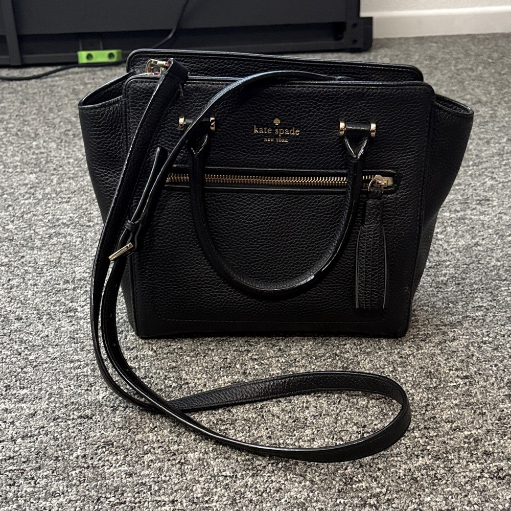 Kate Spade Black Textured Satchel